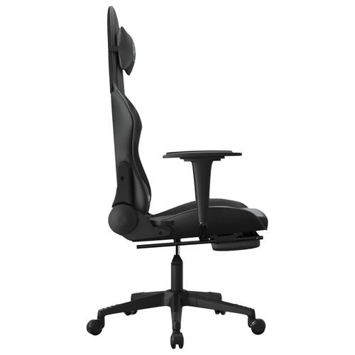 Gamingstol m. massagefunktion og fodstøtte kunstlæder sort