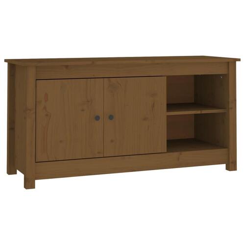 Tv-bord 103x36,5x52 cm massivt fyrretræ gyldenbrun