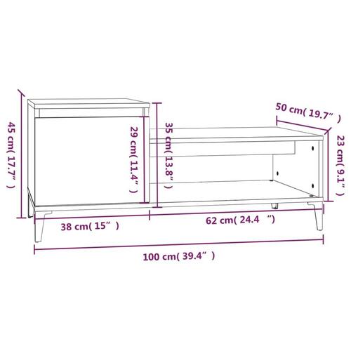 Sofabord 100x50x45 cm konstrueret træ hvid