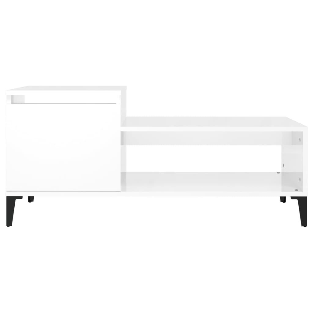 Sofabord 100x50x45 cm konstrueret træ hvid højglans