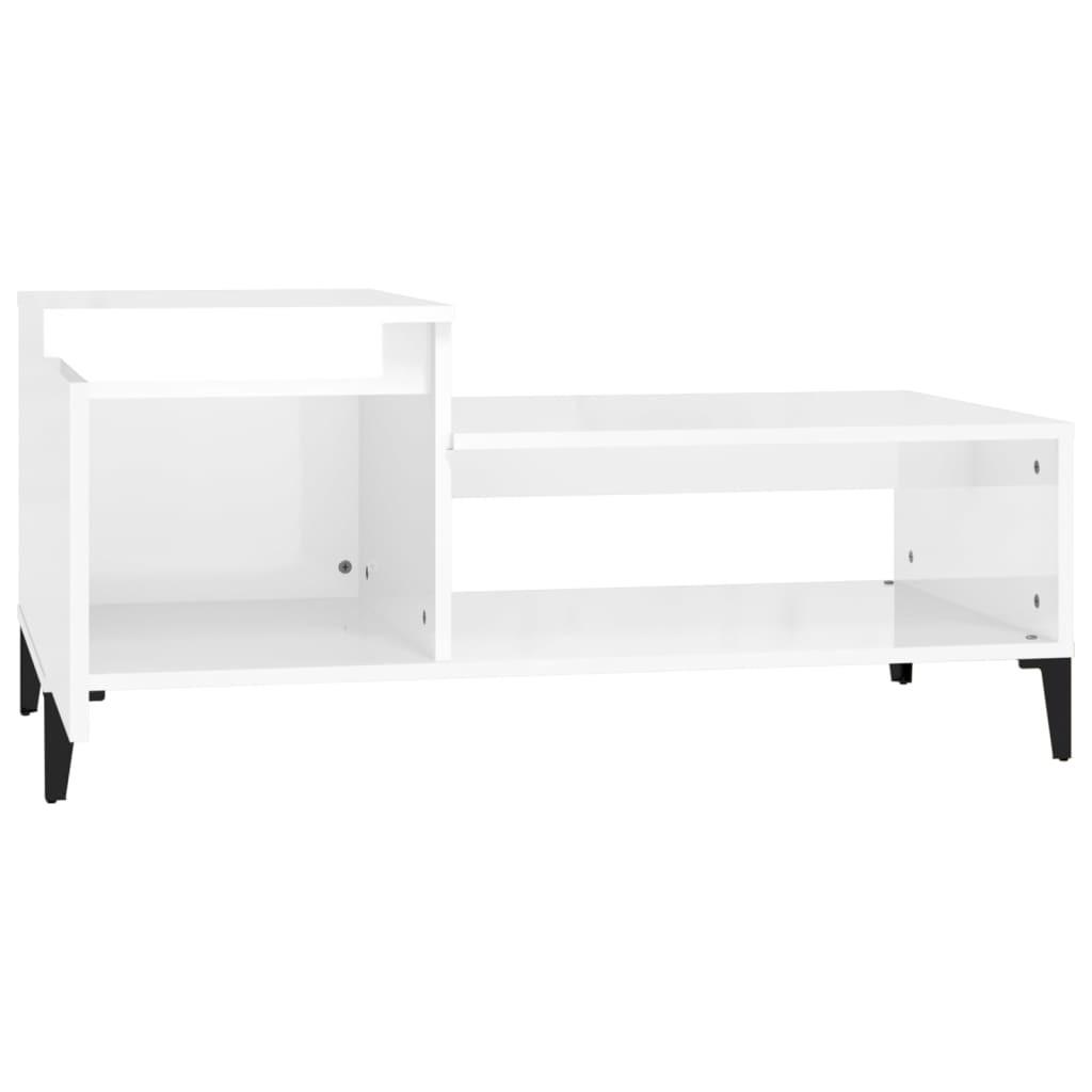 Sofabord 100x50x45 cm konstrueret træ hvid højglans