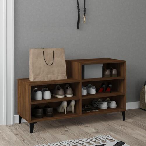 Skoskab 102x36x60 cm konstrueret træ brun egetræ