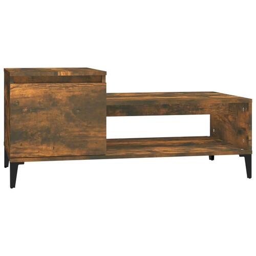 Sofabord 100x50x45 cm konstrueret træ røget egetræsfarve