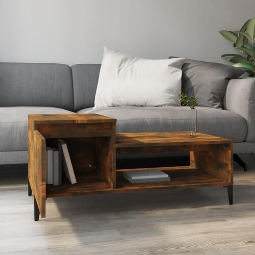 Sofabord 100x50x45 cm konstrueret træ røget egetræsfarve