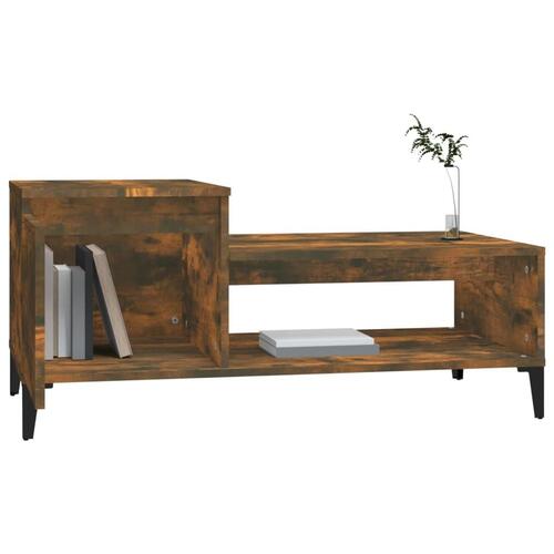 Sofabord 100x50x45 cm konstrueret træ røget egetræsfarve