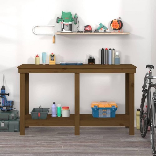 Arbejdsbord 140x50x80 cm massivt fyrretræ gyldenbrun