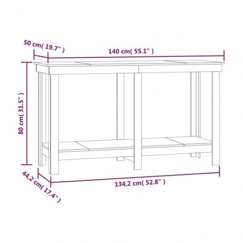 Arbejdsbord 140x50x80 cm massivt fyrretræ gyldenbrun