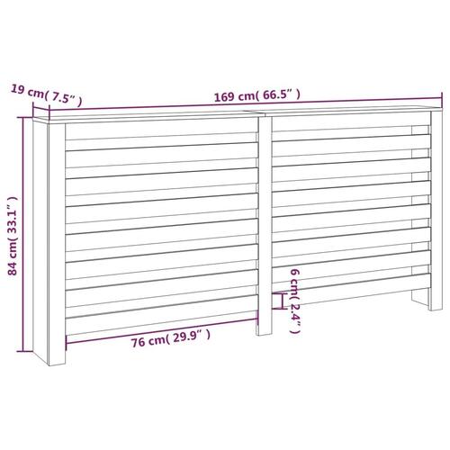 Radiatorskjuler 169x19x84 cm massivt fyrretræ sort