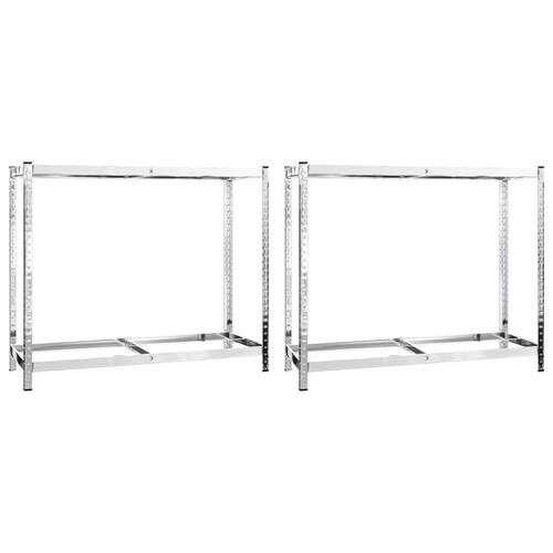 Dækreoler 2 stk. med 2 hylder 110x40x110 cm stål sølvfarvet