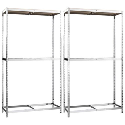 Dækreoler 2 stk. med 2 hylder 110x40x180 cm stål sølvfarvet