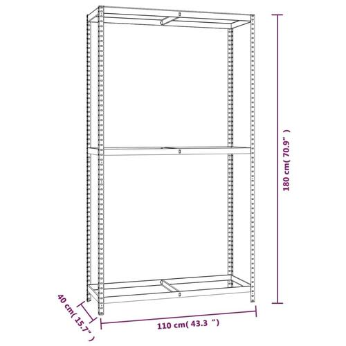 Dækreoler 2 stk. med 2 hylder 110x40x180 cm stål sølvfarvet