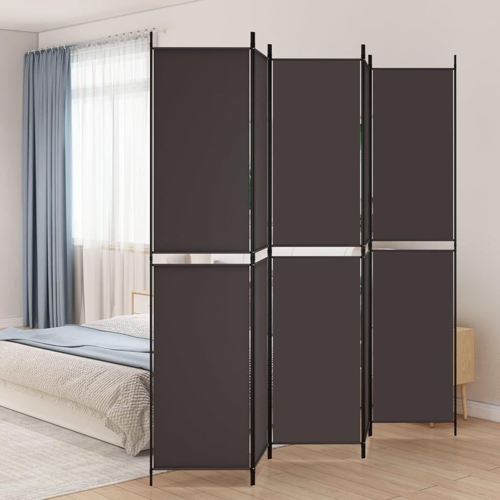5-panels rumdeler 250x220 cm stof brun billede