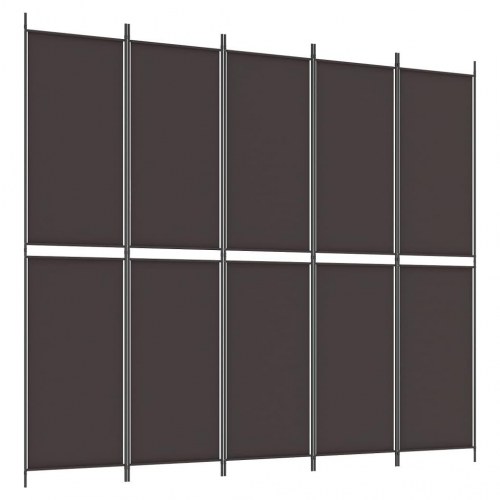 Rumdeler med 5 paneler i stof - brun, 250 × 220 cm
