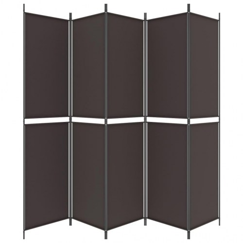 Rumdeler med 5 paneler i stof - brun, 250 × 220 cm