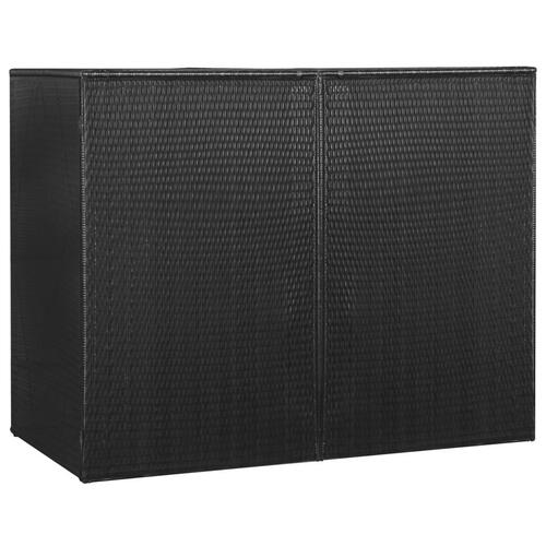 Dobbelt skraldespandsskjuler 153x78x120 cm polyrattan sort