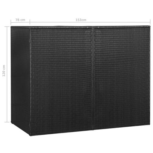 Dobbelt skraldespandsskjuler 153x78x120 cm polyrattan sort