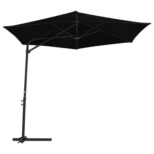 Udendørsparasol med stålstang 300 cm sort