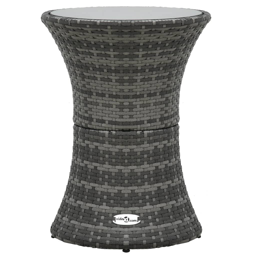 Havebord tromleformet polyrattan grå