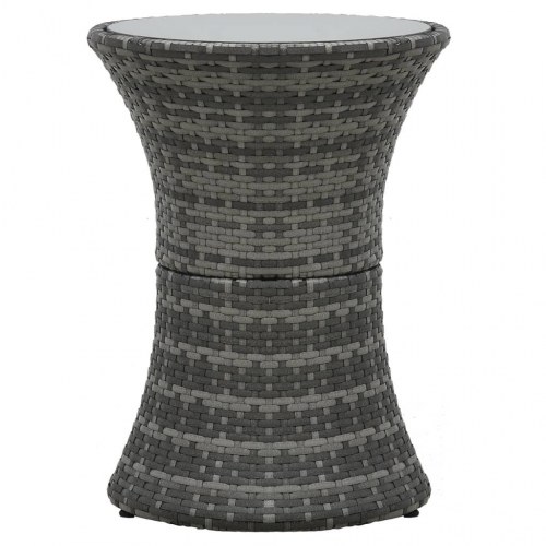 Havebord tromleformet polyrattan grå