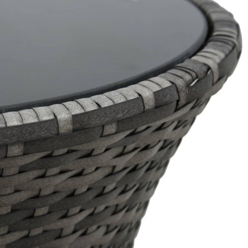 Havebord tromleformet polyrattan grå