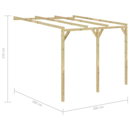 Vægmonteret pergola 3x3x2,1 m træ