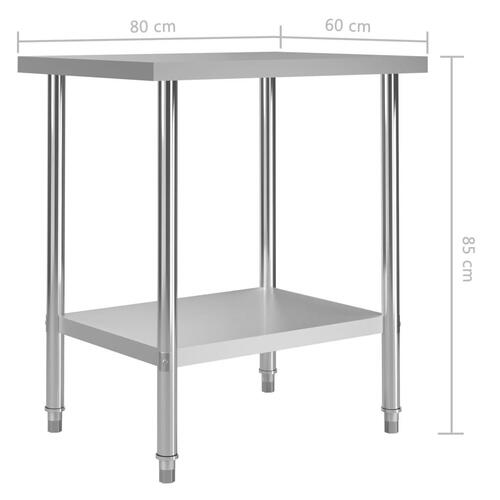 Arbejdsbord til køkken 80x60x85 cm rustfrit stål
