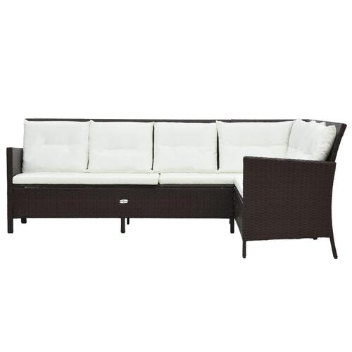 Haveloungesæt 3 dele med hynder polyrattan brun