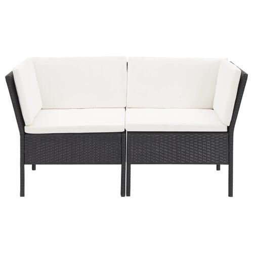 Haveloungesæt 6 dele med hynder polyrattan sort