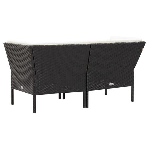 Haveloungesæt 6 dele med hynder polyrattan sort