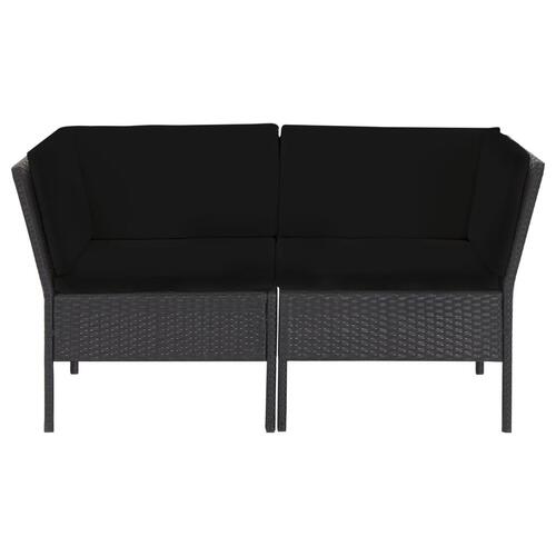 Haveloungesæt 6 dele med hynder polyrattan sort