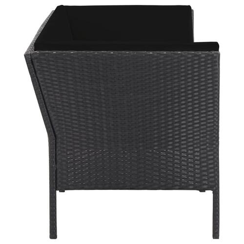 Haveloungesæt 6 dele med hynder polyrattan sort