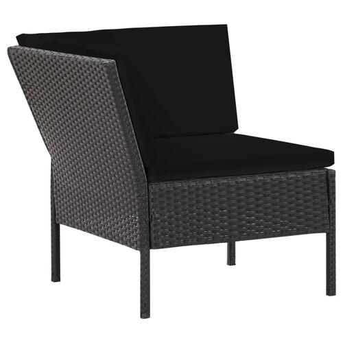 Haveloungesæt 6 dele med hynder polyrattan sort