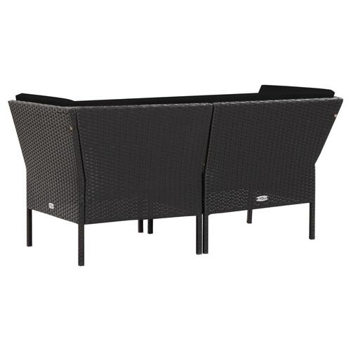 Haveloungesæt 6 dele med hynder polyrattan sort