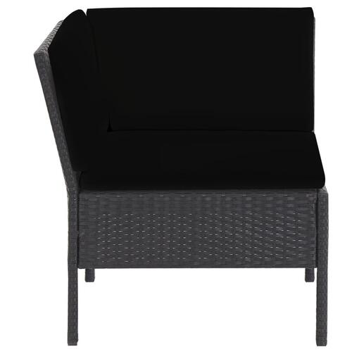 Haveloungesæt 6 dele med hynder polyrattan sort