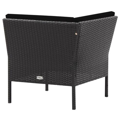 Haveloungesæt 6 dele med hynder polyrattan sort