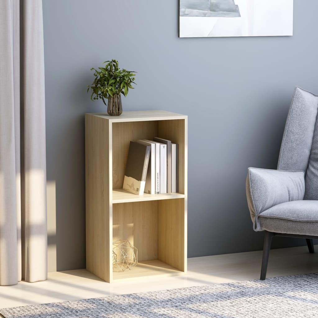 Bogreol med 2 hylder 40x30x76,5 cm konstrueret træ sonoma-eg