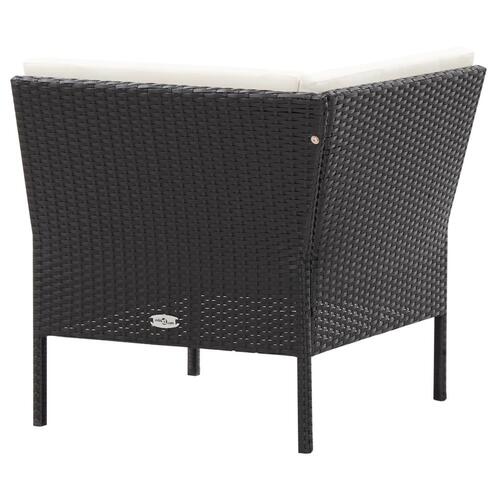 Haveloungesæt 6 dele med hynder polyrattan sort