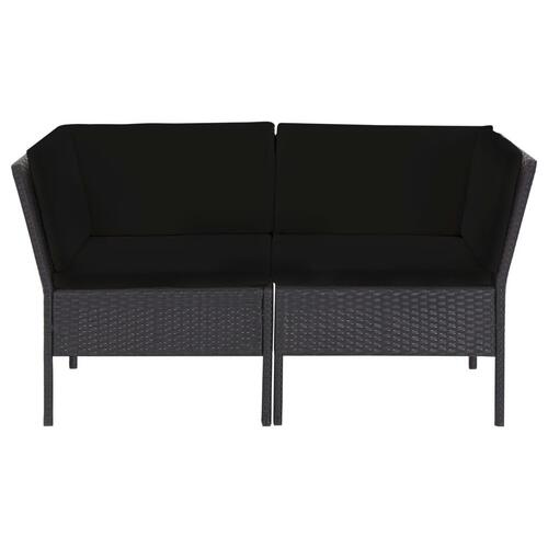 Haveloungesæt 6 dele med hynder polyrattan sort