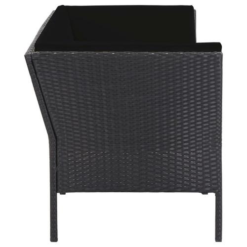 Haveloungesæt 6 dele med hynder polyrattan sort