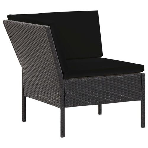 Haveloungesæt 6 dele med hynder polyrattan sort