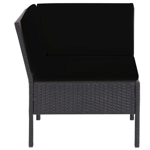 Haveloungesæt 6 dele med hynder polyrattan sort