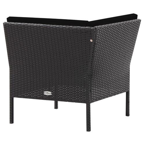 Haveloungesæt 6 dele med hynder polyrattan sort