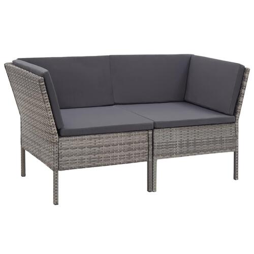Haveloungesæt 6 dele med hynder polyrattan grå