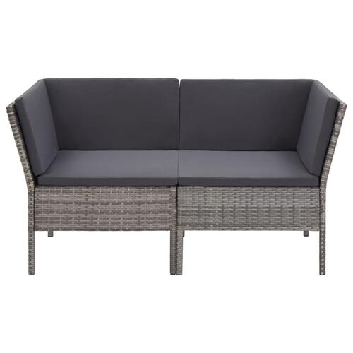 Haveloungesæt 6 dele med hynder polyrattan grå