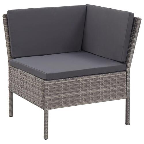 Haveloungesæt 6 dele med hynder polyrattan grå