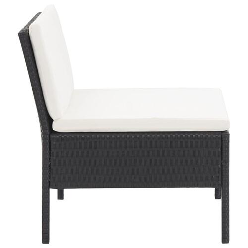 Havesofasæt med hynder 5 dele polyrattan sort