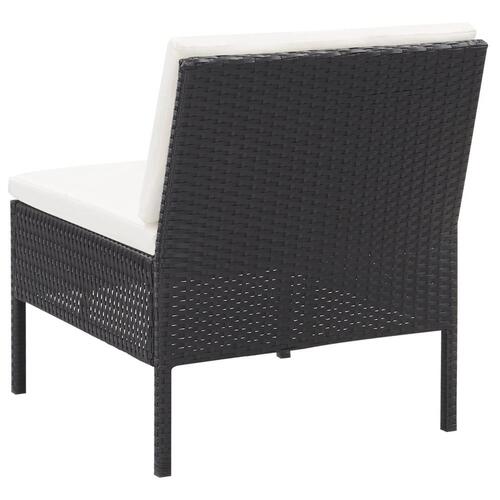 Havesofasæt med hynder 5 dele polyrattan sort
