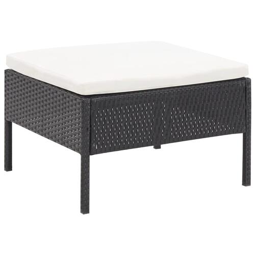 Havesofasæt med hynder 5 dele polyrattan sort