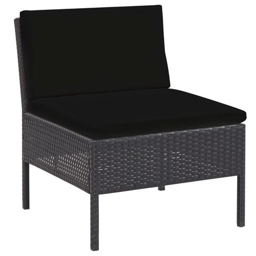 Havesofasæt med hynder 5 dele polyrattan sort
