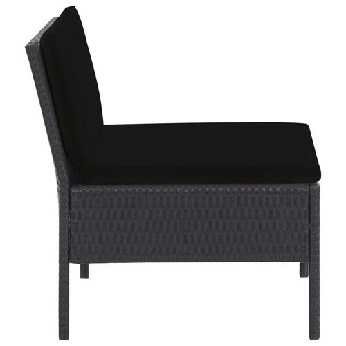 Havesofasæt med hynder 5 dele polyrattan sort